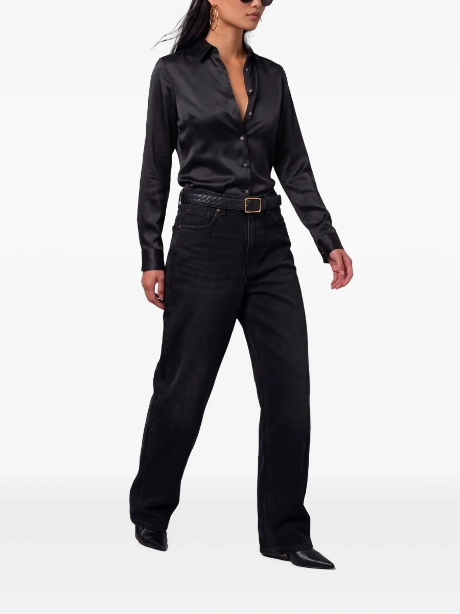 Camasa SUTTON NEW YORK neagra din elastan si matase - Img 2
