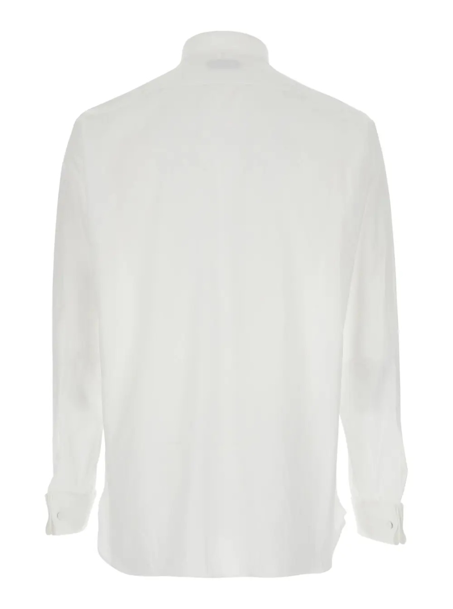 Camasa White Long-Sleeved Shirt with Tone-on-Tone Button Closure in Cotton for Men - Img 2