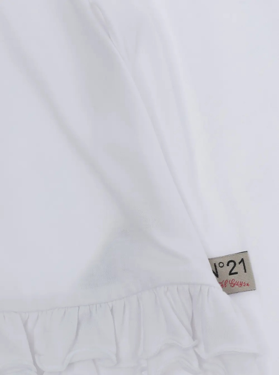 Camasa White Shirt with logo patch on the front and ruffled trims in Blend cotton Girl - Img 3