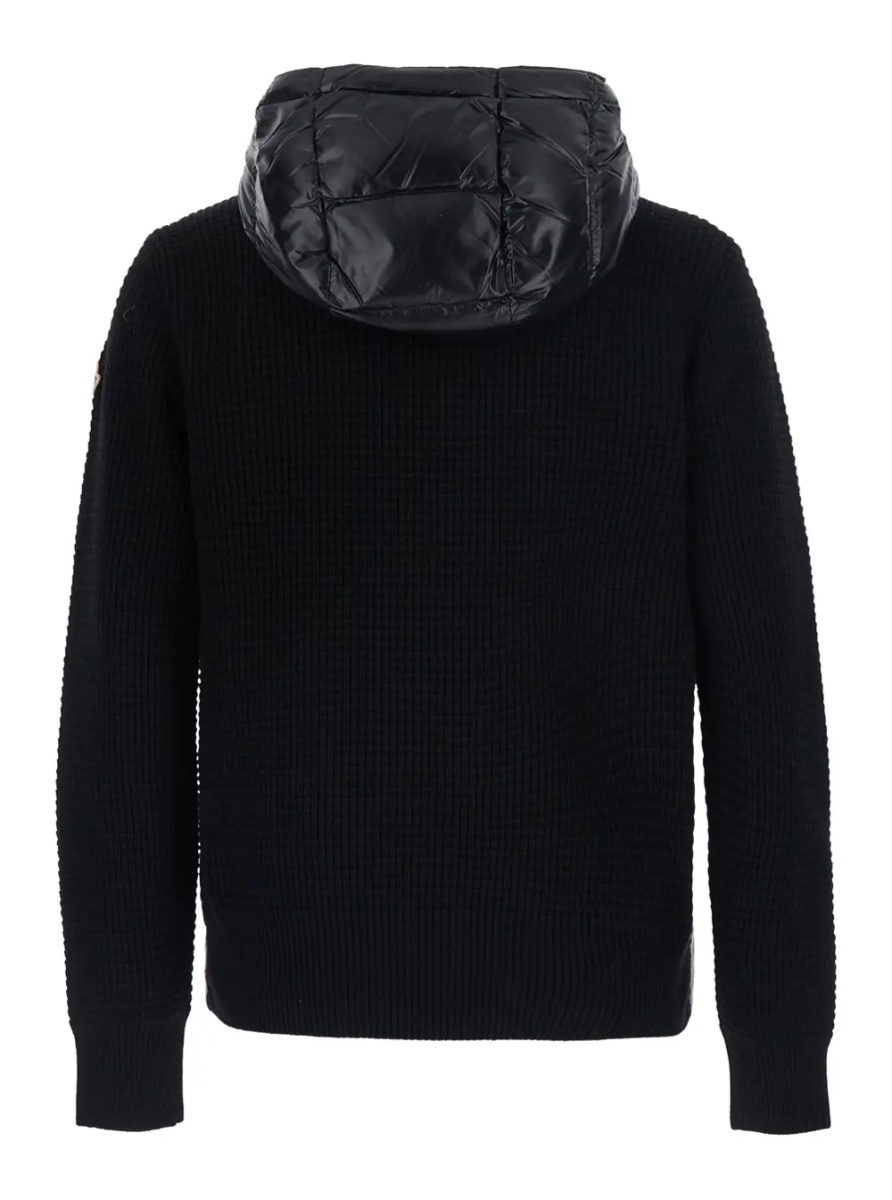 Cardigan black Cardigan with zip and logo patch on the sleeve in tech fabric and wool blend men - Img 2