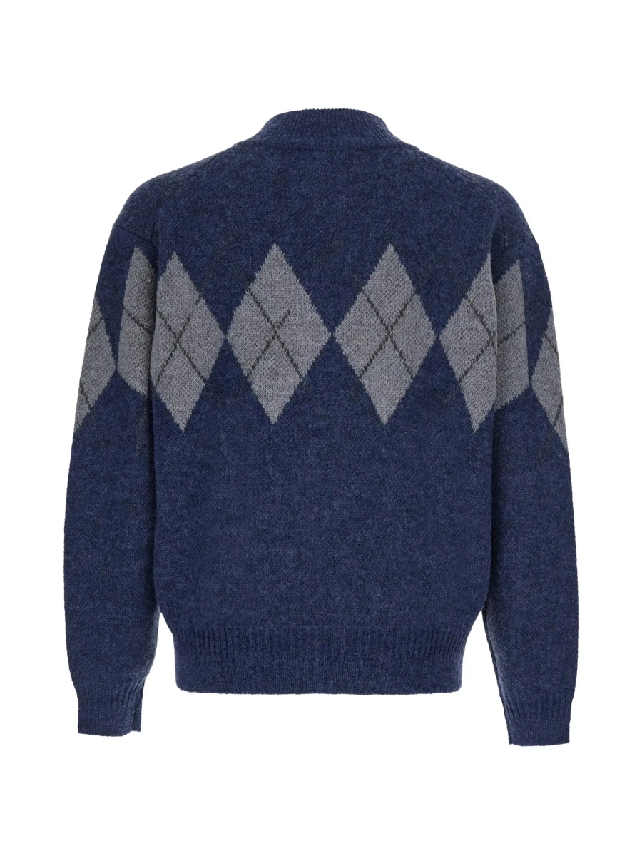 Cardigan Blue High-neck cardigan with argyle motif on front and back in Tech Fabric for men - Img 4