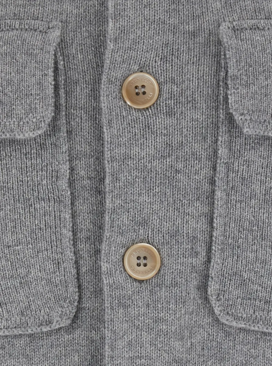 Cardigan Brunello Cucinelli gri din casmir - Img 3