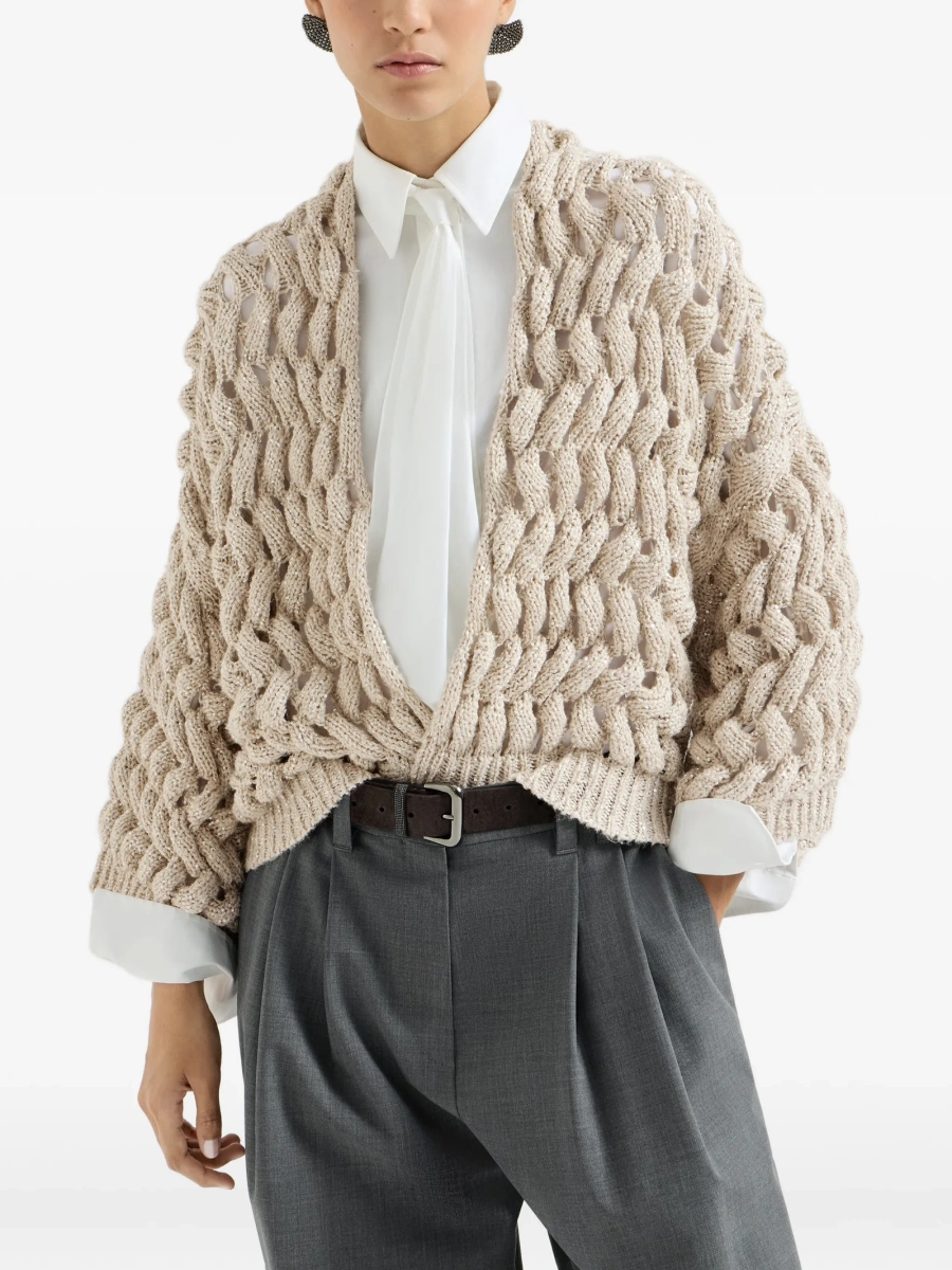 Cardigan Brunello Cucinelli neutru - Img 3