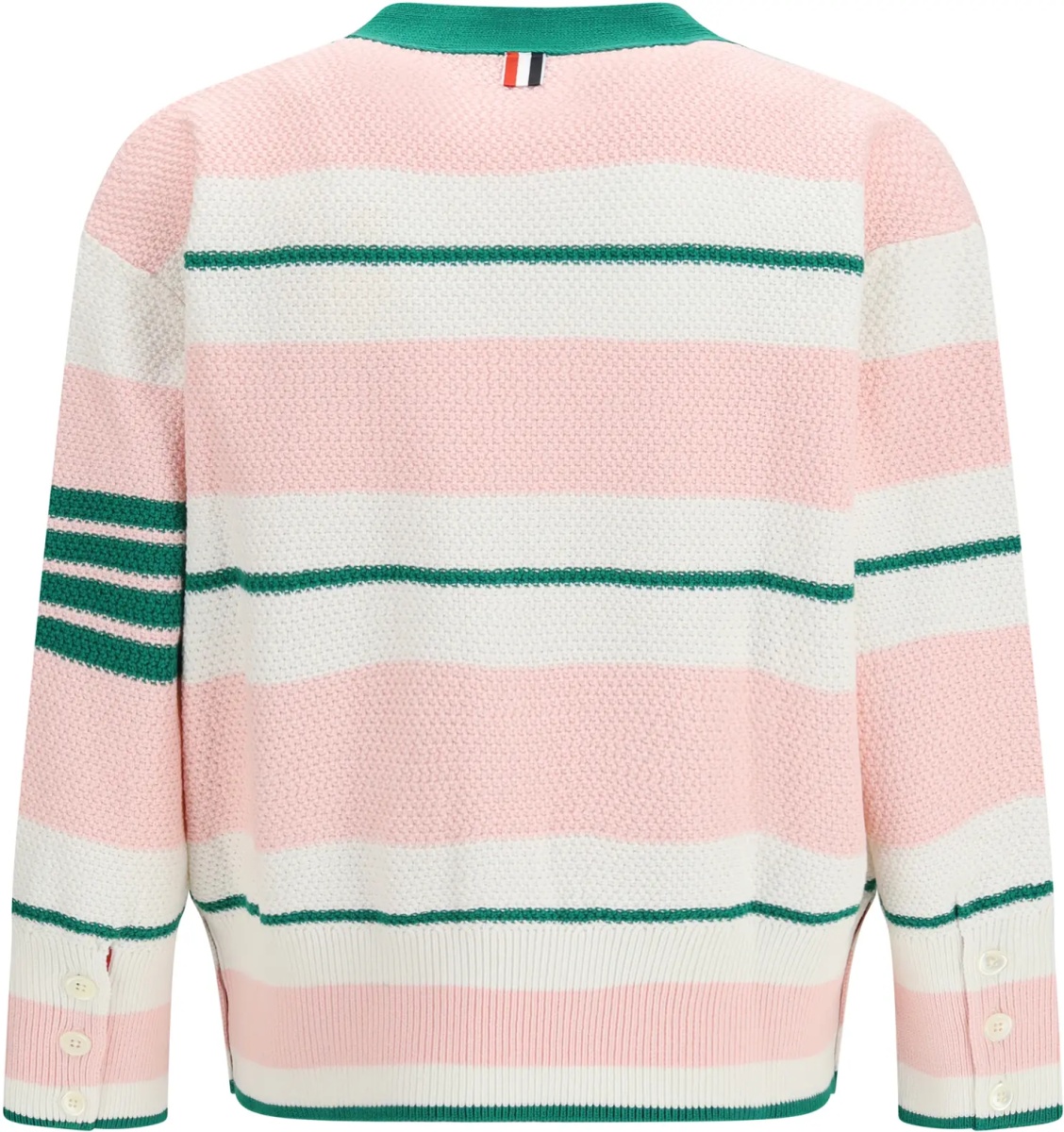 Cardigan Classic Stripe Seed Stitch V Neck Cardigan - Img 2
