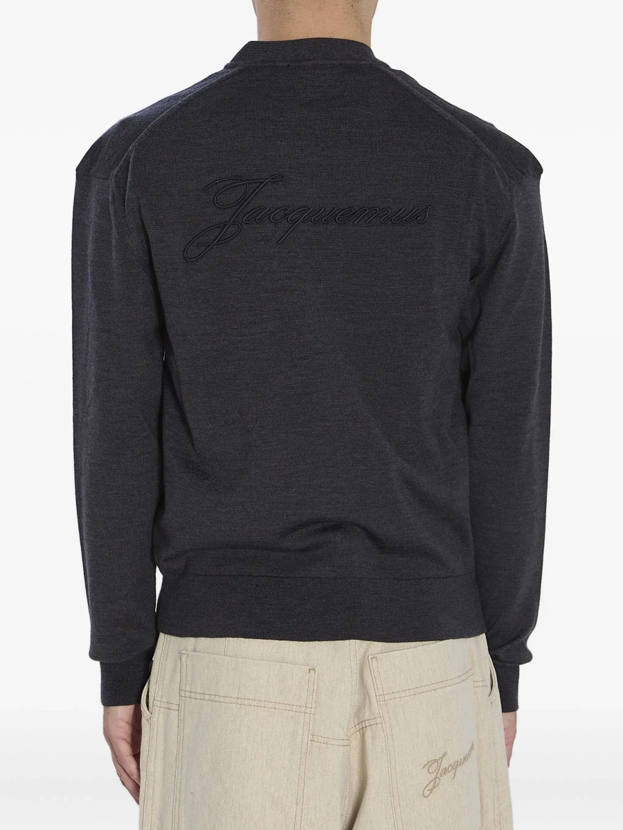 Cardigan JACQUEMUS gri din bumbac - Img 6