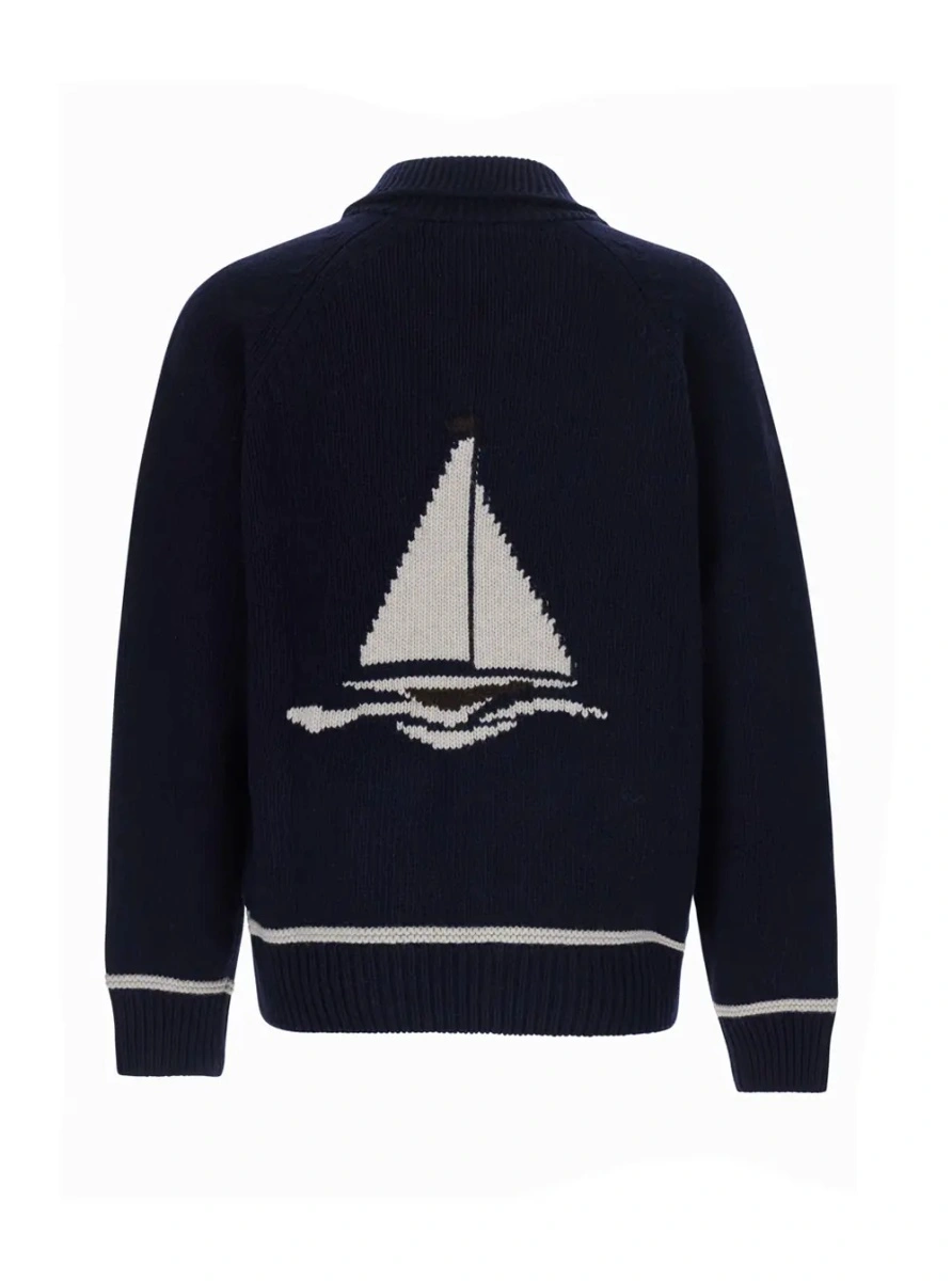 Cardigan Sebago albastru din lana - Img 2