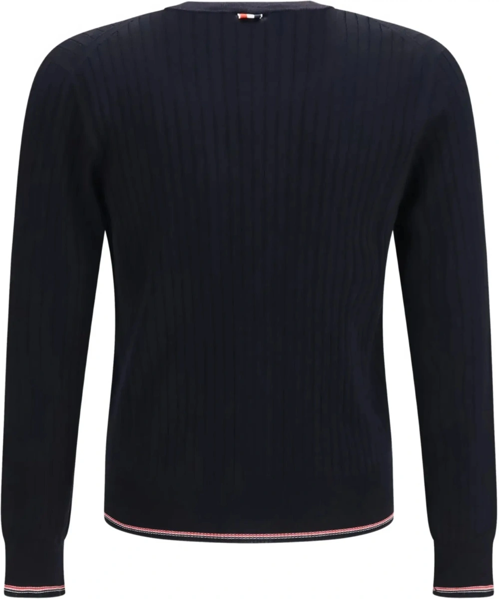 Cardigan Thom Browne albastru din lana merino - Img 4
