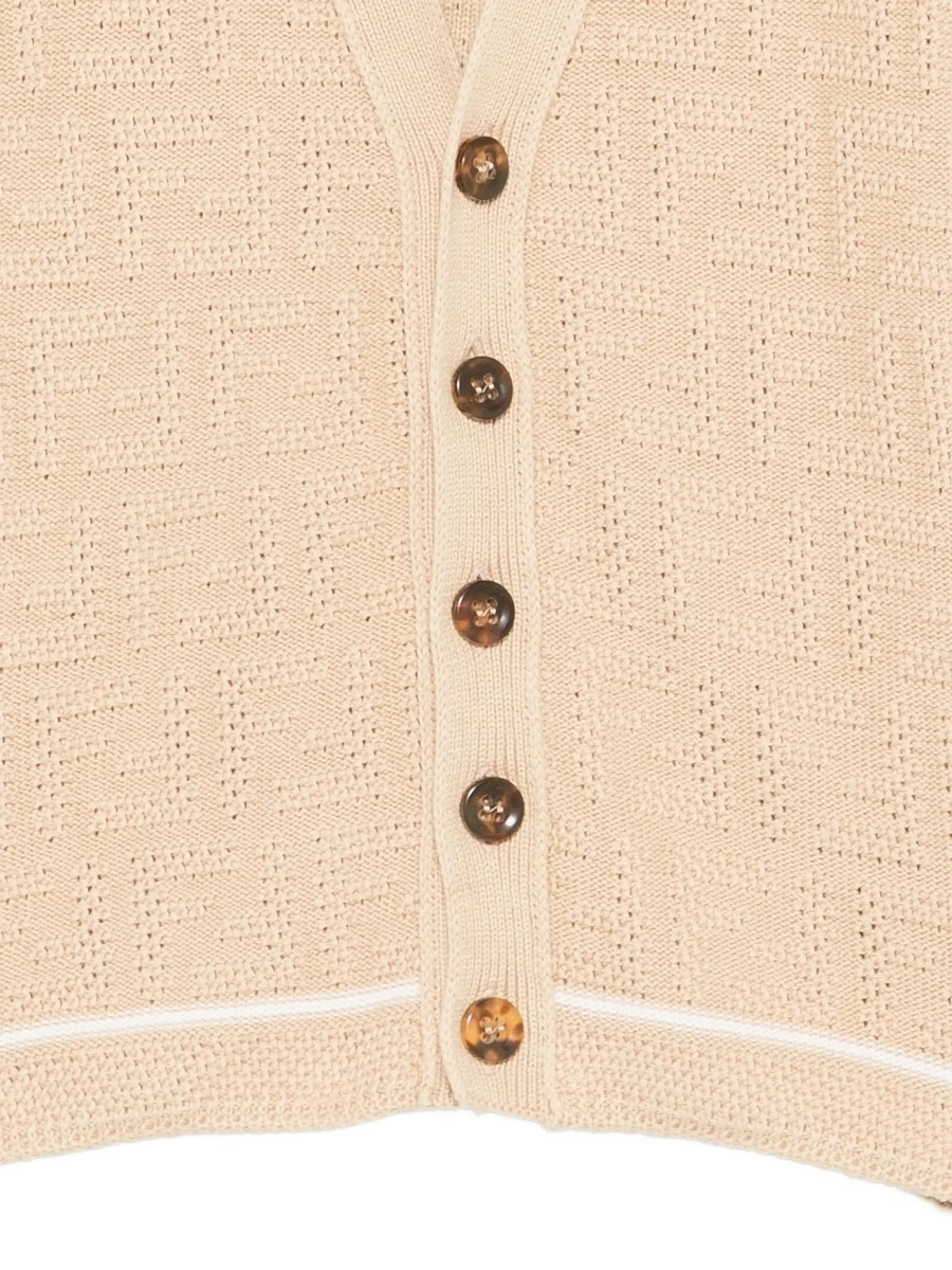 Cardigane Beige Cardigan with V-neck in FF Cotton Boy - Img 5