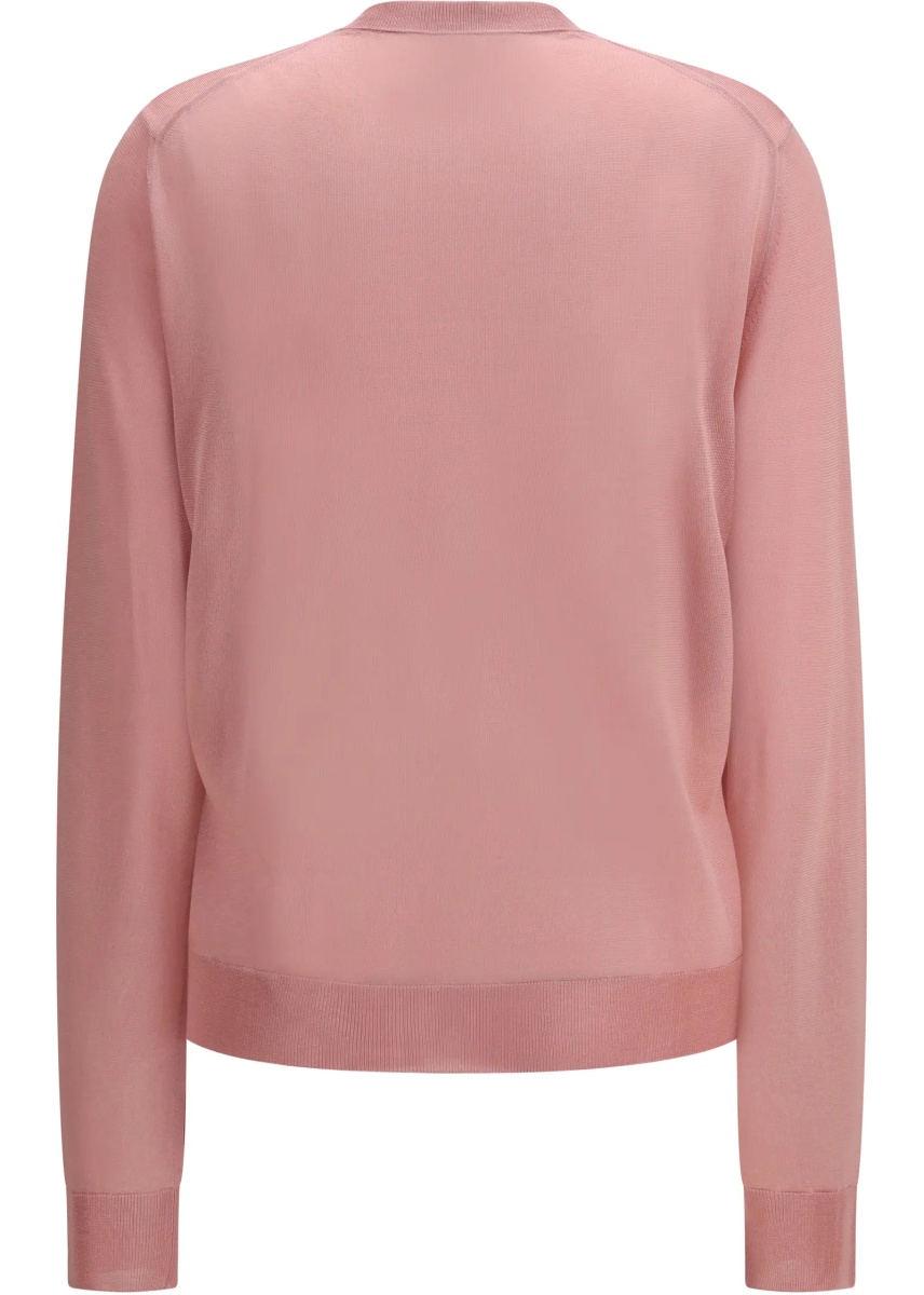 Cardigane Cardigan crewneck in viscose with embroidered logo - Img 2