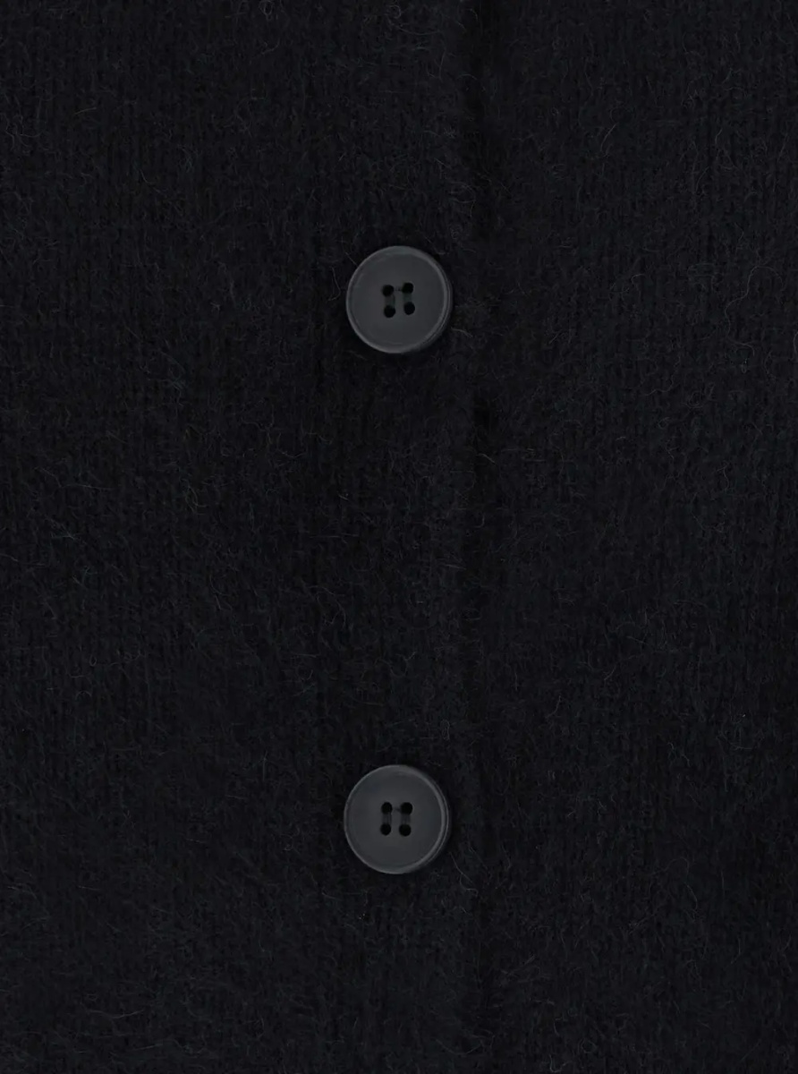 Cardigane 'Remus' Black Cardigan with round neck and button closure in Blend Wool women - Img 3