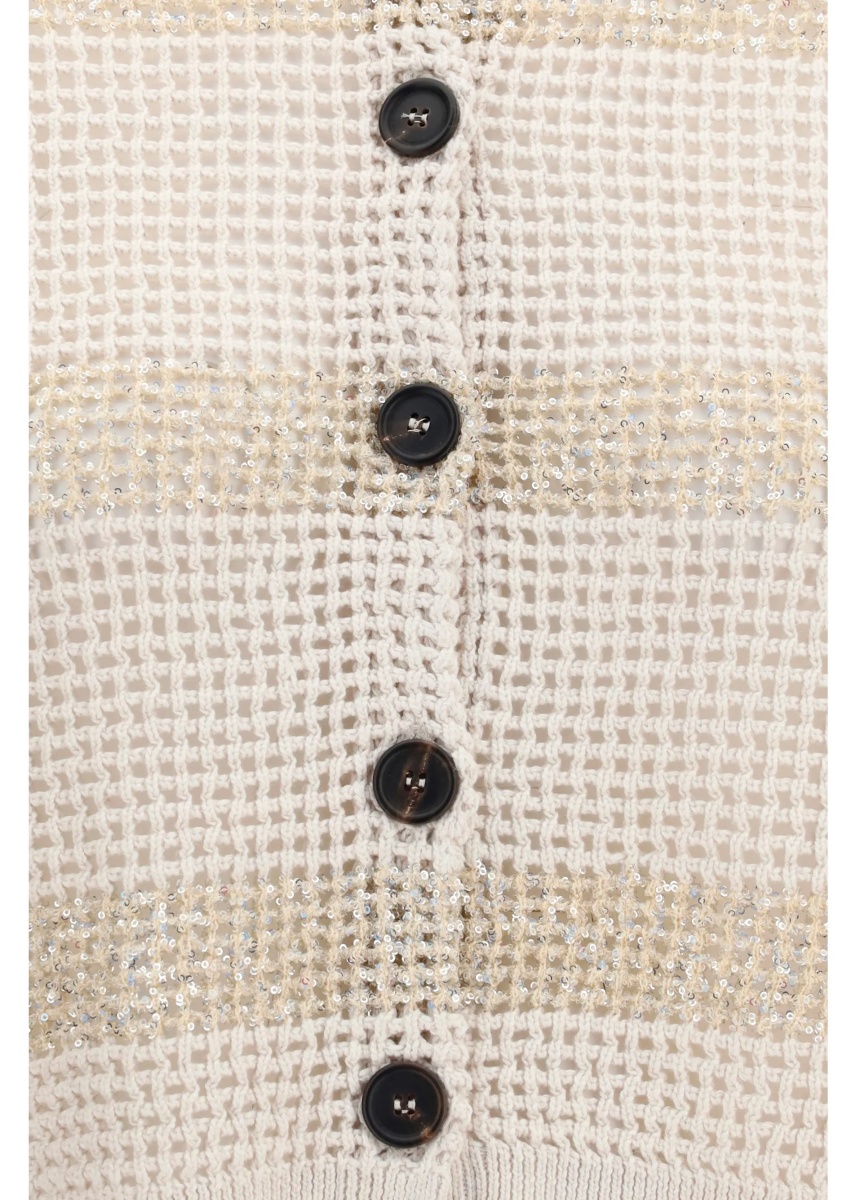 Cardigane Striped openwork cotton Cardigan - Img 3