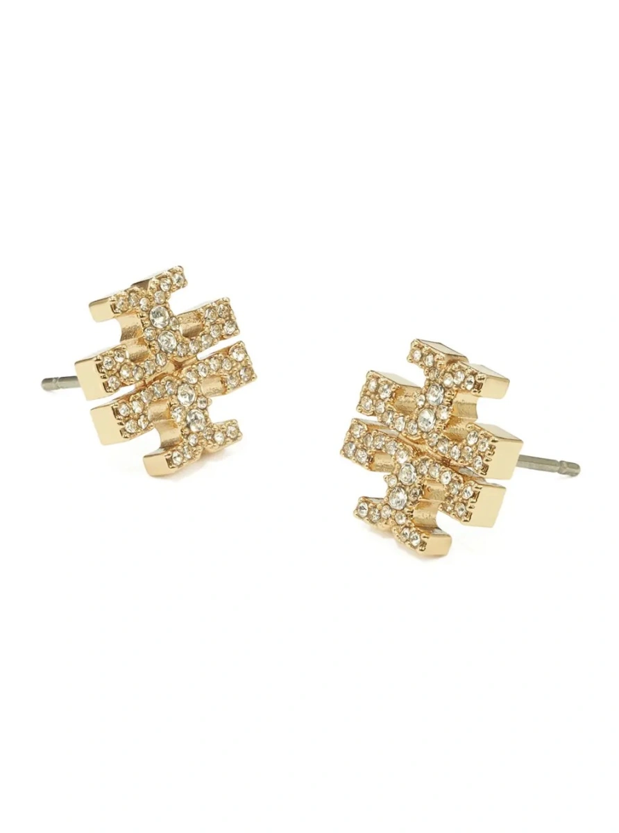 Cercei Tory Burch gri din alama placata cu aur - Img 2