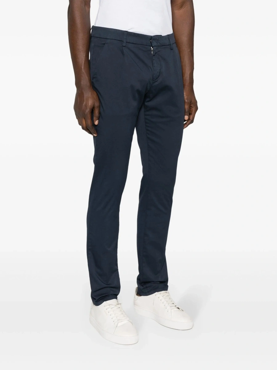 Chinos Dondup albastri din bumbac si spandex/elastan - Img 3