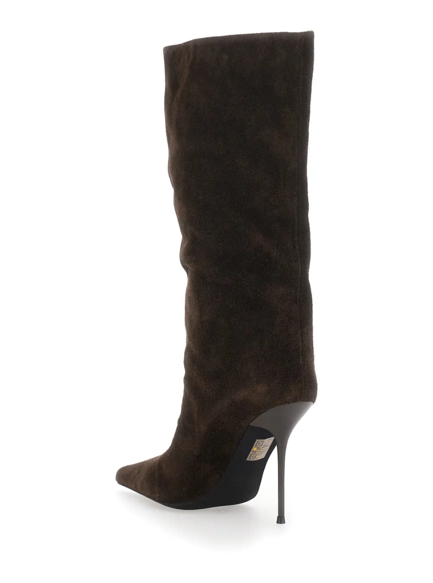 Cizme Boots GIVE IT BOOT with heel, in leather, brown, women - Img 3