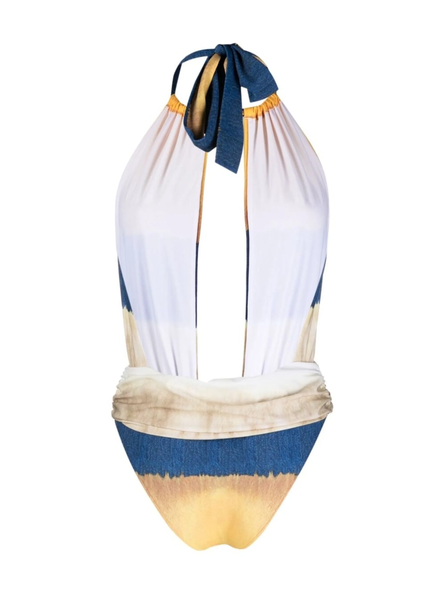 Costum de baie intreg Alberta Ferretti albastru din spandex/elastan si poliamida - Img 2