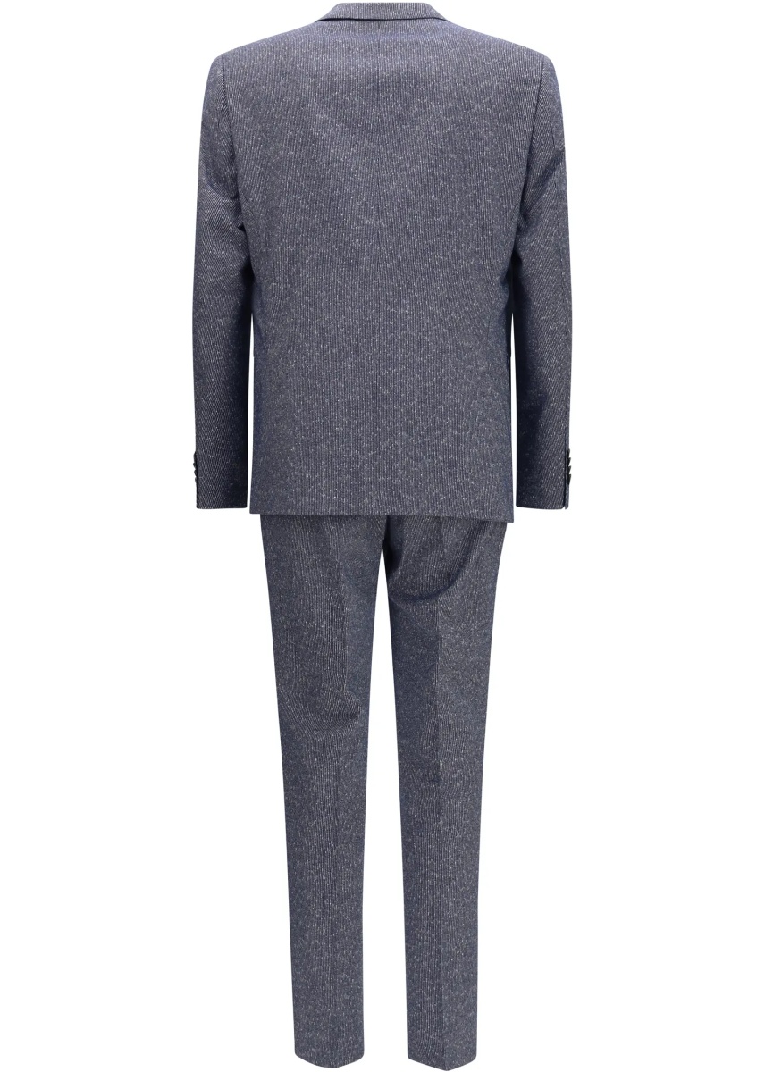 Costum Striped viscose and cotton blend Suit - Img 2