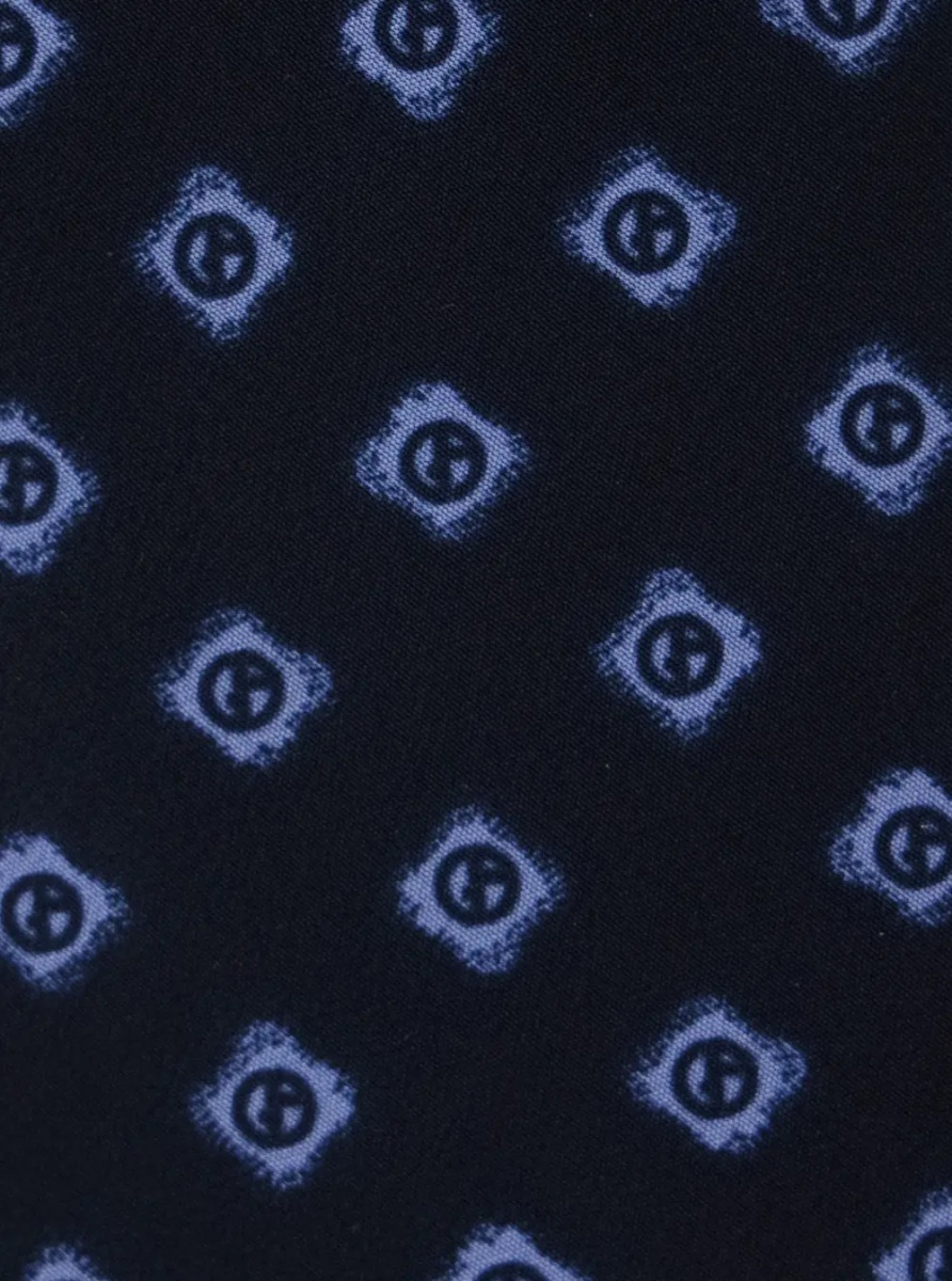 Cravate Blue Silk Tie with All-Over Logo Print Man - Img 2