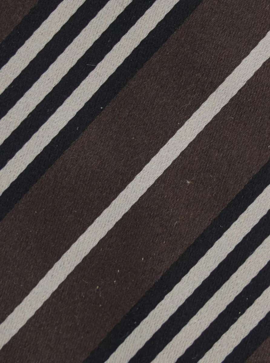 Cravate brown Tie with all-over stripe motif in silk for men - Img 3