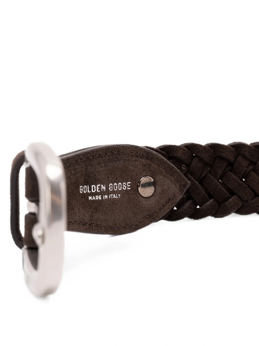 Curea Golden Goose maro din piele intoarsa - Img 3