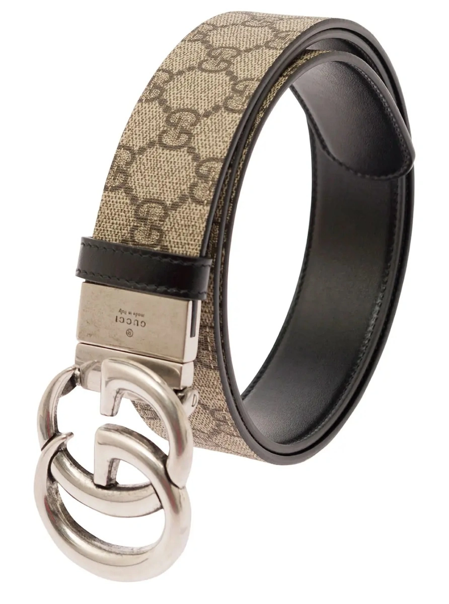 Curea Gucci bej din canvas GG si piele - Img 2