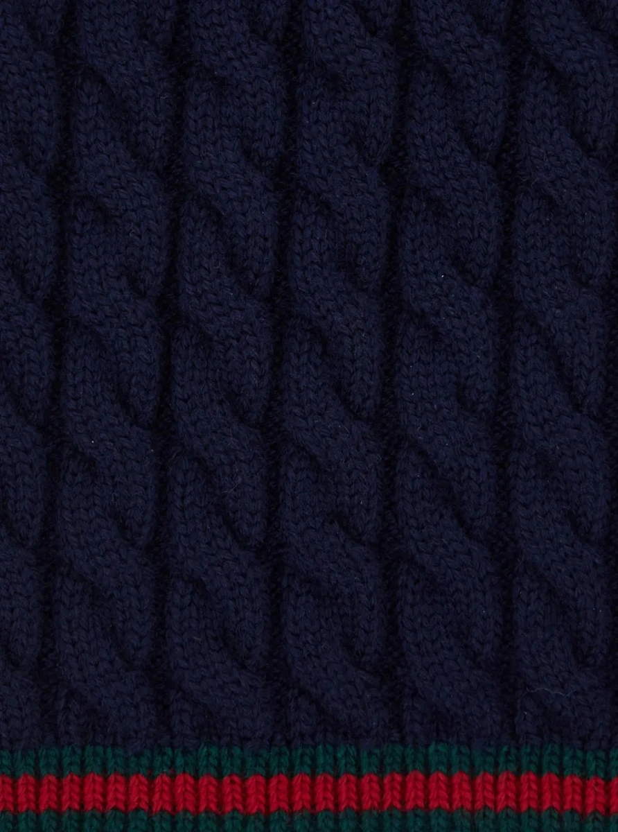 Esarfa Blue Scarf with Web Hem and Tricot Knitting in Wool Boy - Img 3