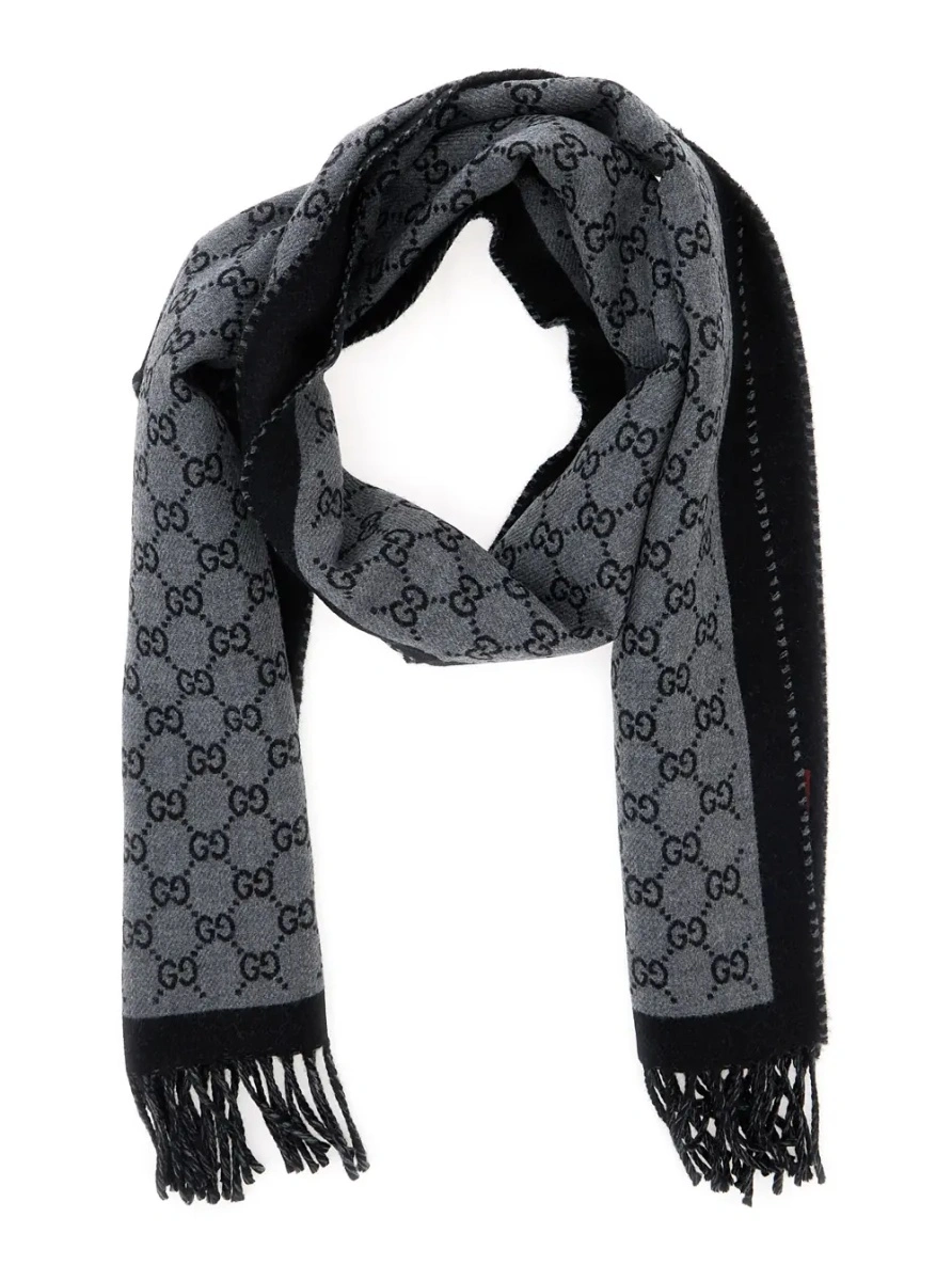 Esarfa Gucci gri din lana 'GG' - Img 2