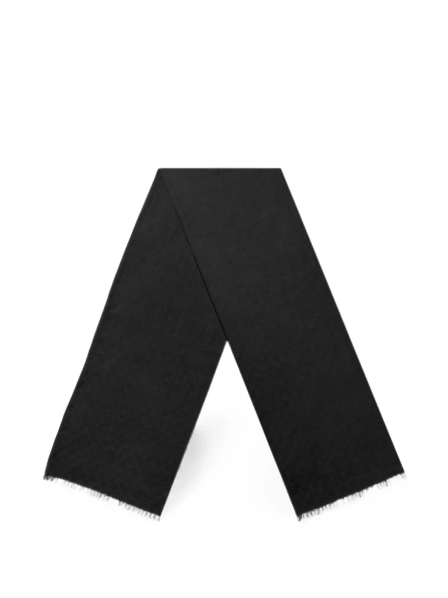 Esarfa Gucci neagra din lana si matase - Img 6