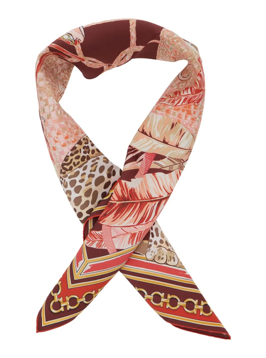 Esarfa Multicolor Scarf with All-Over Print in Silk for Women - Img 2