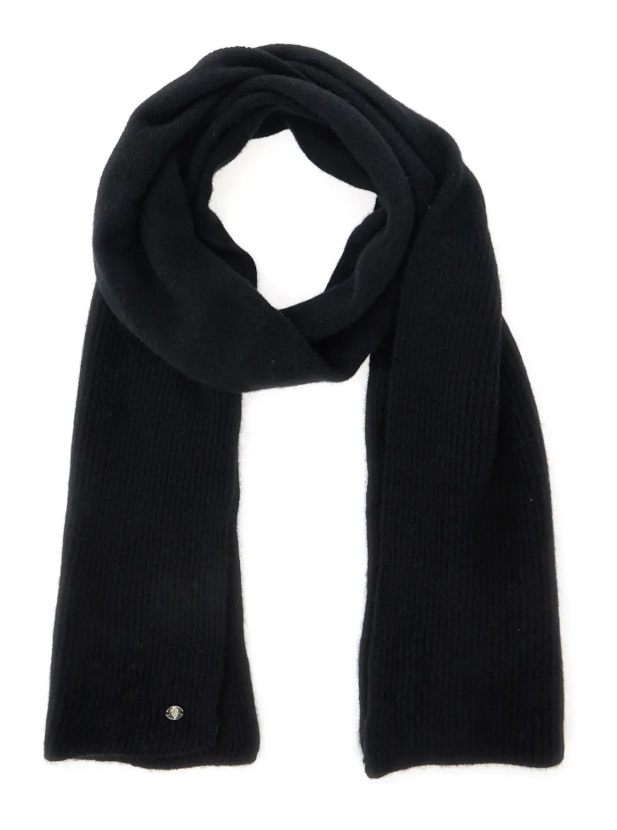 Esarfa 'Reese' Black Scarf with Logo Detail on the Front in Cashmere Woman - Img 2