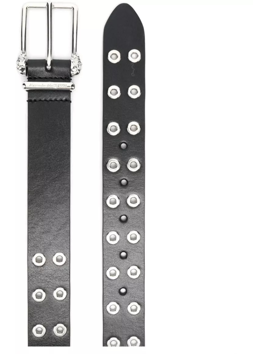 Eyelet-studded calf leather belt - Img 2