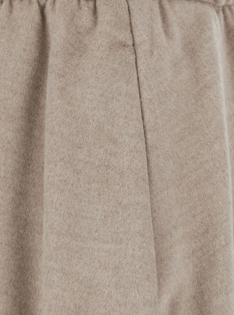 Fusta beige Skirt with elasticated waistband and drawstring in flannel for women - Img 3