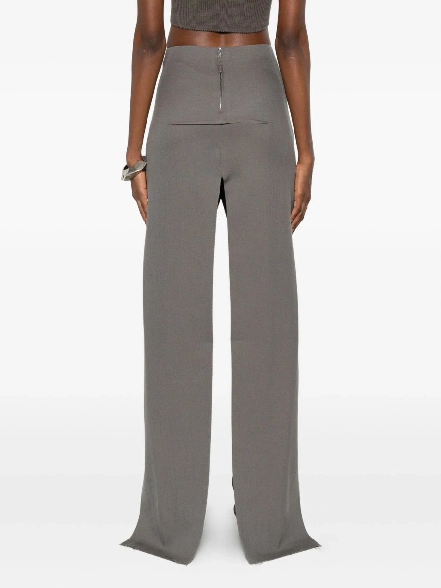 Fusta cu talie inalta Rick Owens gri din lana - Img 4