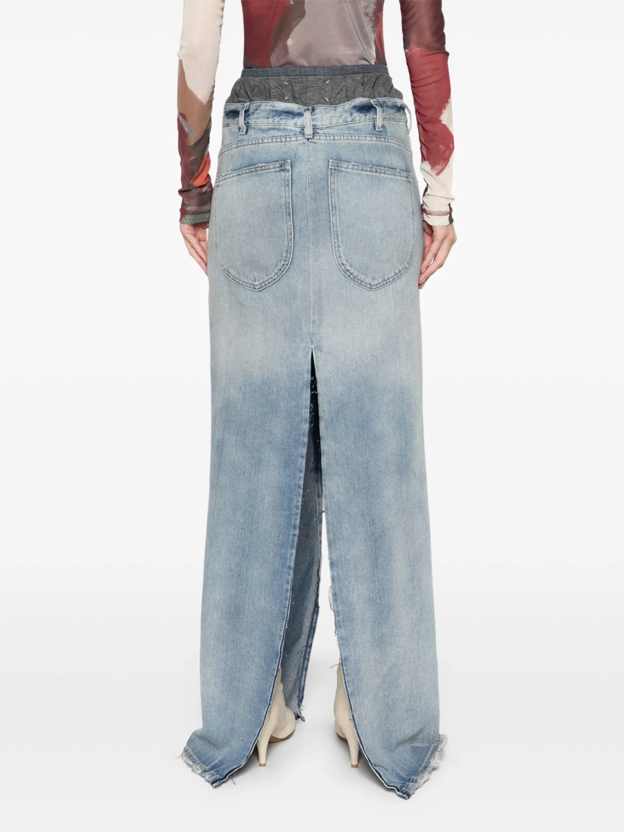 Fusta drepte Maison Margiela albastra din bumbac - Img 4