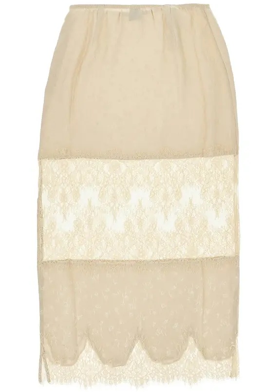 Fusta Jacquard and lace midi skirt - Img 3
