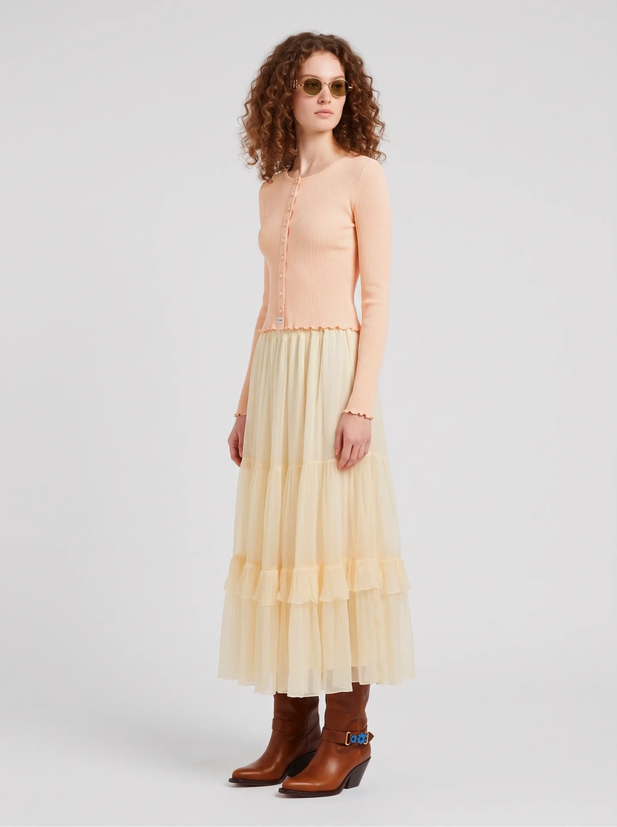 Fusta Long Skirt With Silk Muslin Ruffle - Img 2
