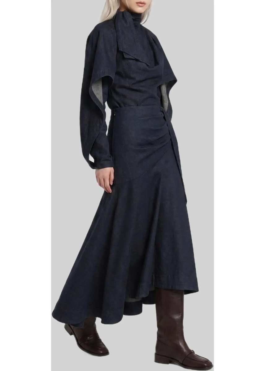 Fusta Maxi Denim Skirt With Draping - Img 2