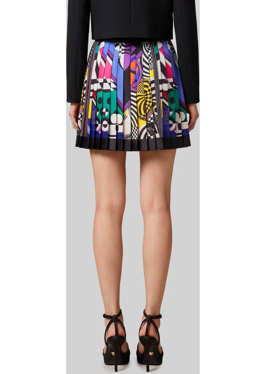 Fusta Printed Silk Twill Pleated Miniskirt - Img 3