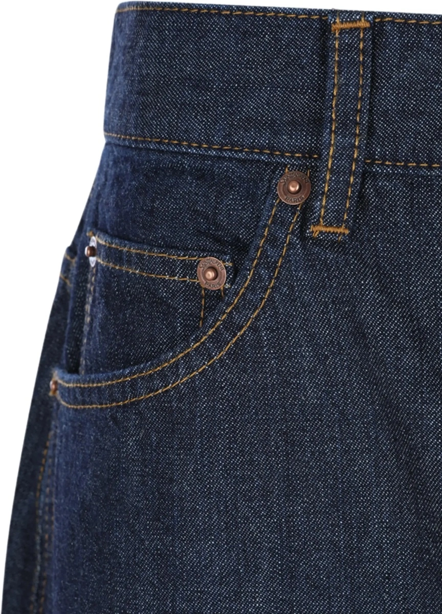 Fusta Saint Laurent albastra din denim - Img 5