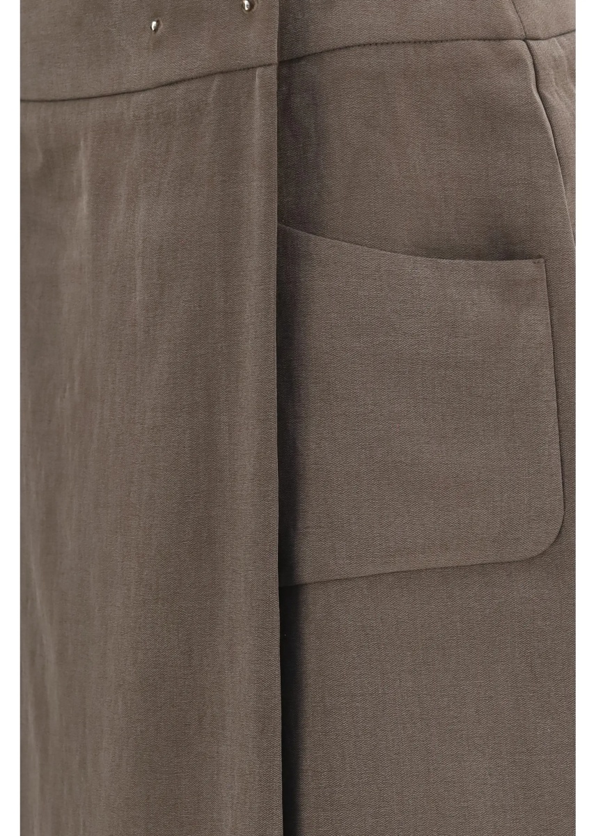 Fusta Silk and wool wrap Long Skirt with patch pocket - Img 3