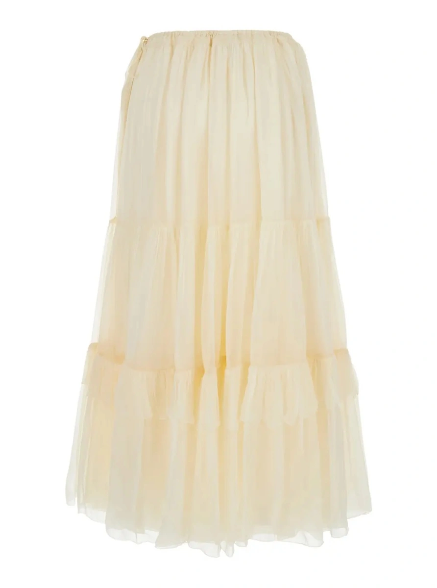 Fusta Silk Skirt with Elegant Details in Yellow Women - Img 2