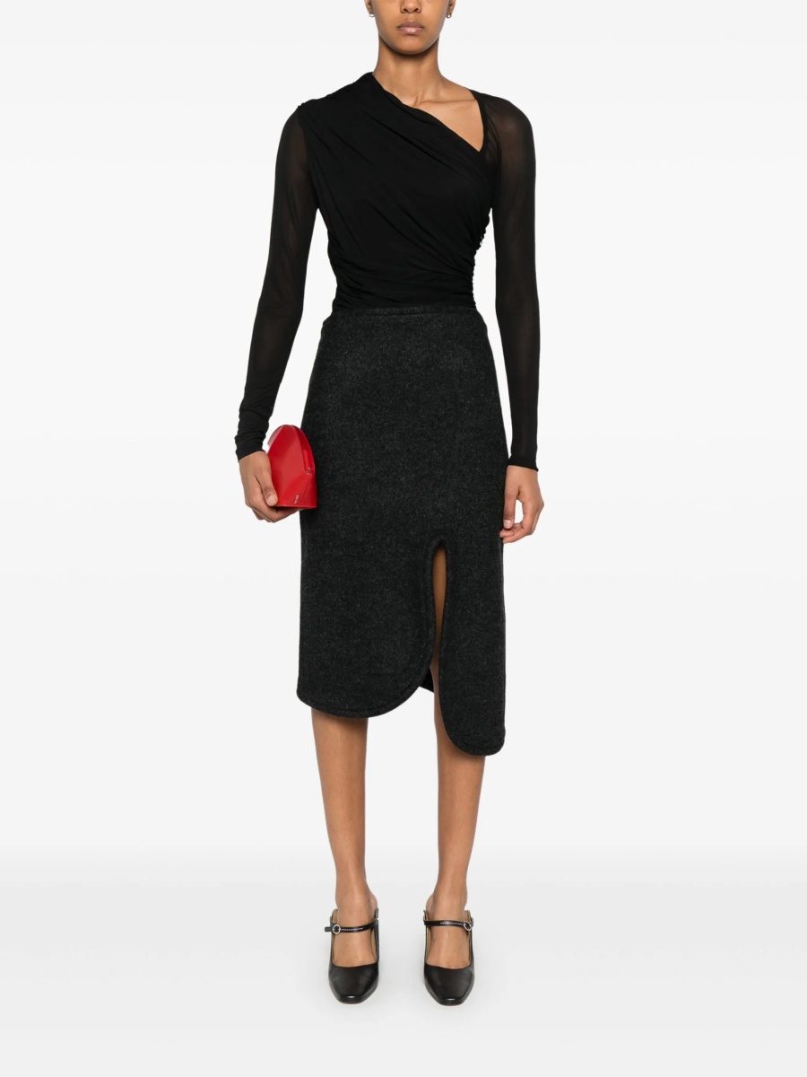Fusta Victoria Beckham gri din lana - Img 2