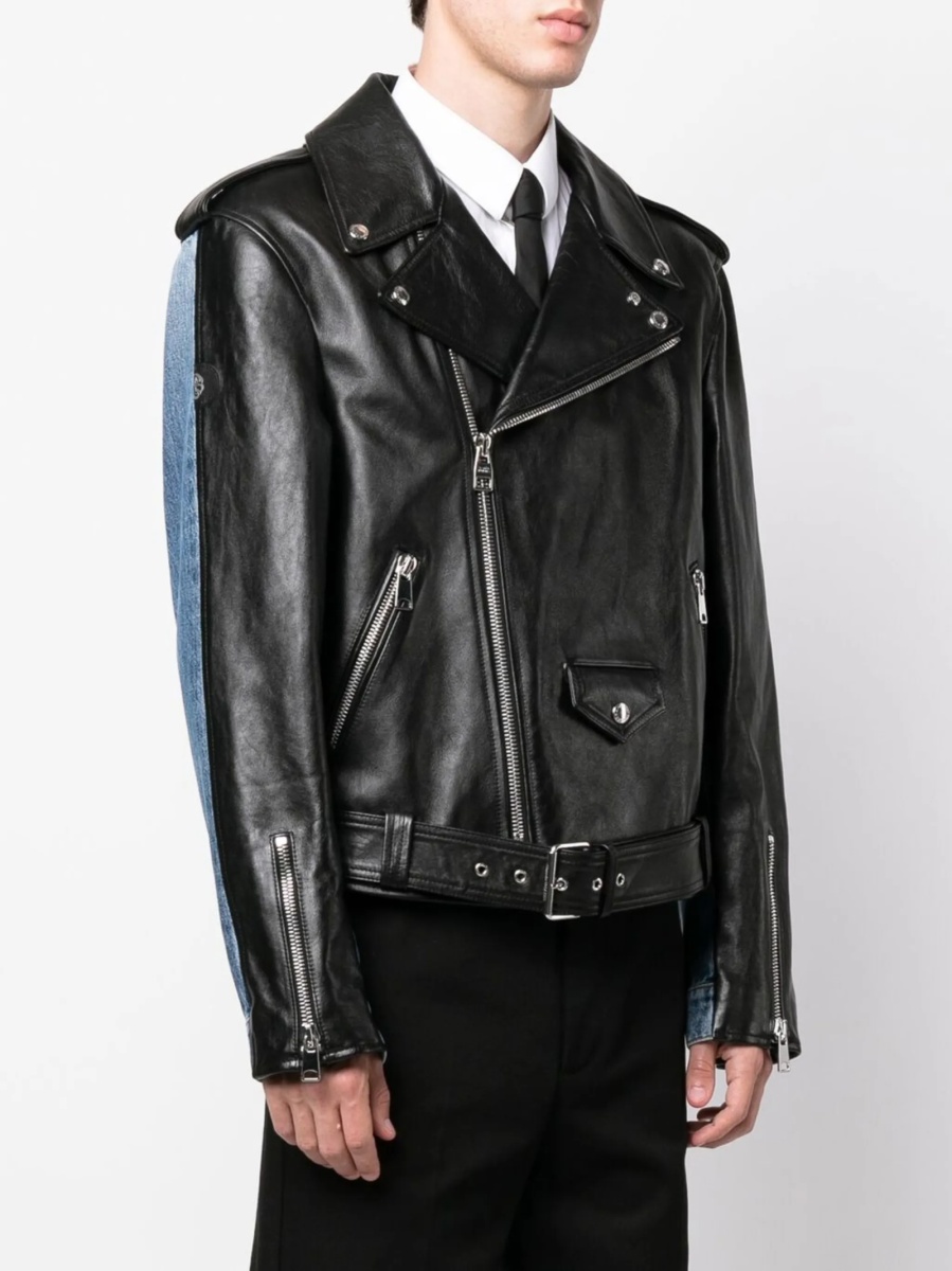 Geaca biker Alexander McQueen neagra din bumbac - Img 3