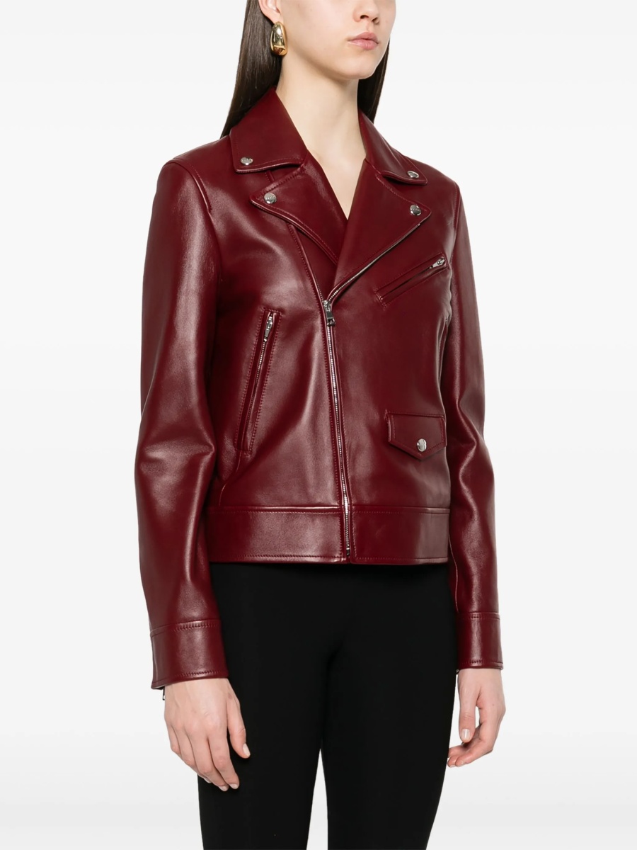 Geaca biker Gucci rosie din piele - Img 3