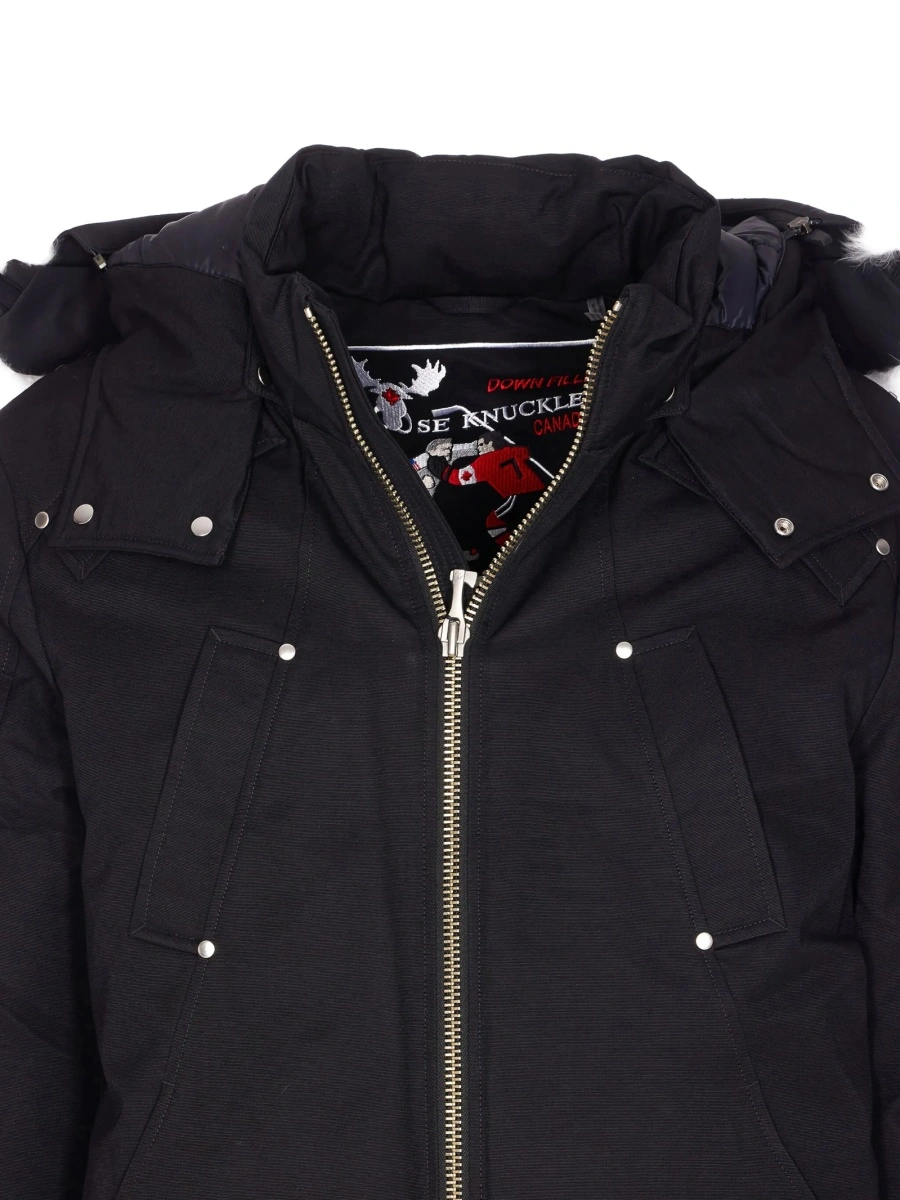 Geaca bomber Moose Knuckles neagra din bumbac si nylon - Img 4