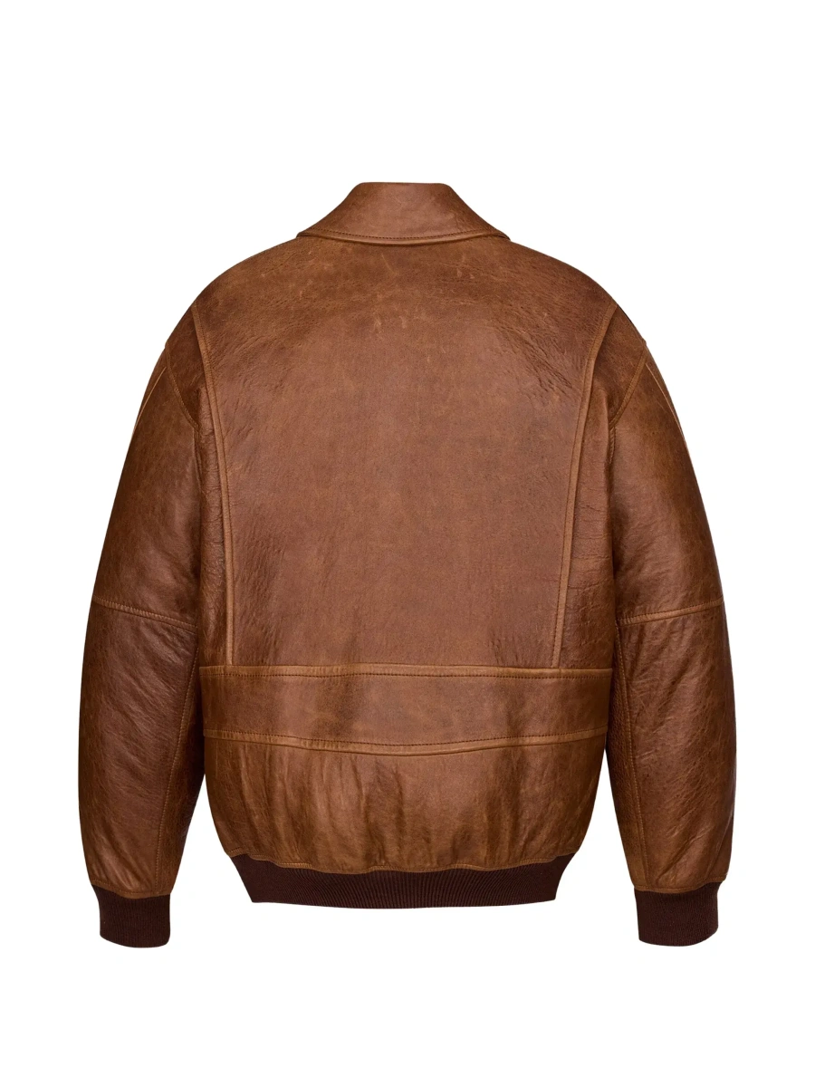 Geaca bomber Saint Laurent maro din piele - Img 4