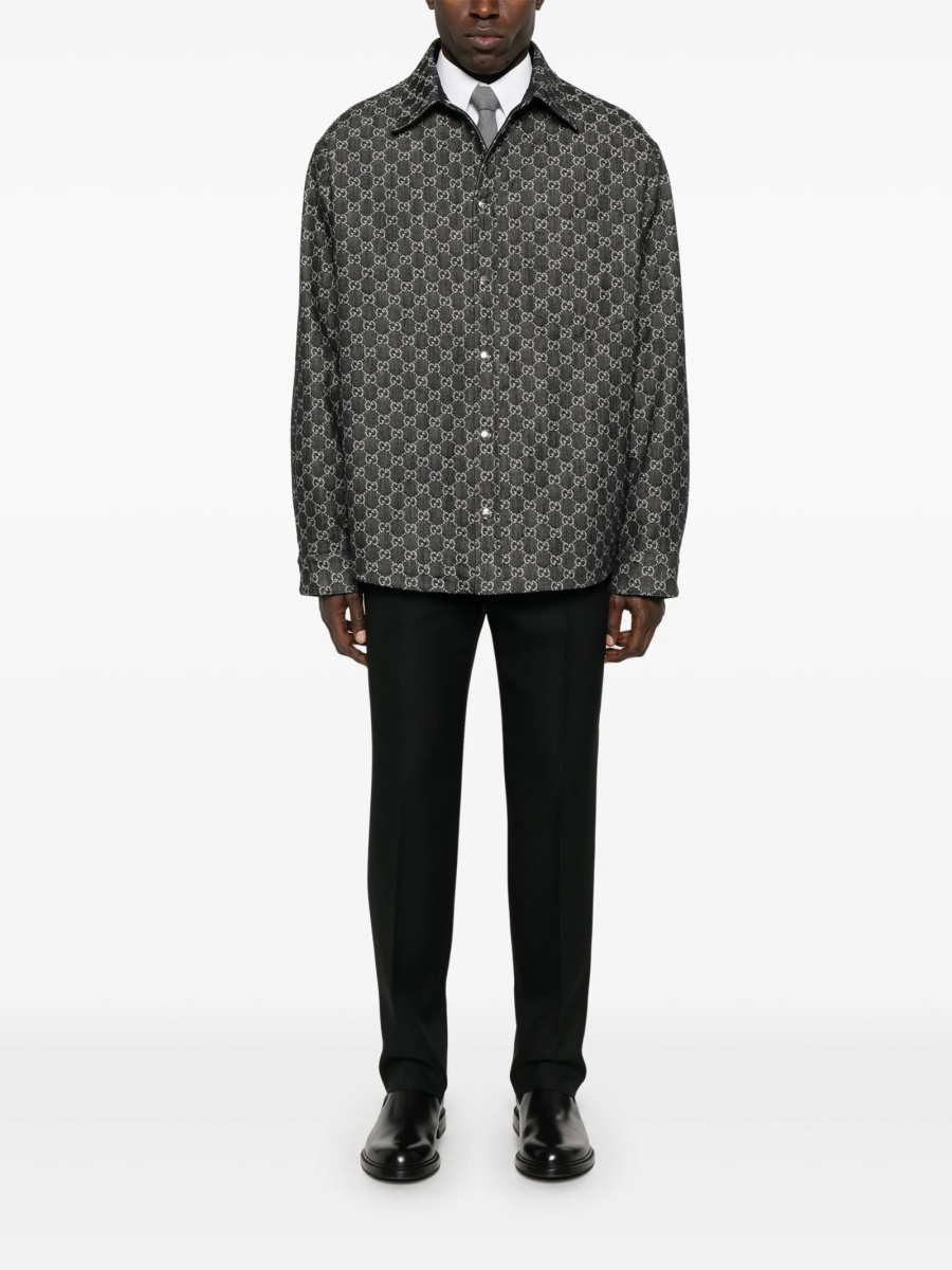 Geaca de blugi Gucci gri din bumbac si polyester - Img 2