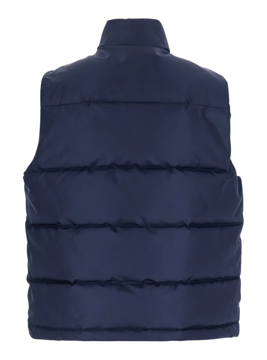 Geaca de Iarna Blue Sleeveless Down jacket with Slogan on the Front in Tech Fabric for Men - Img 2