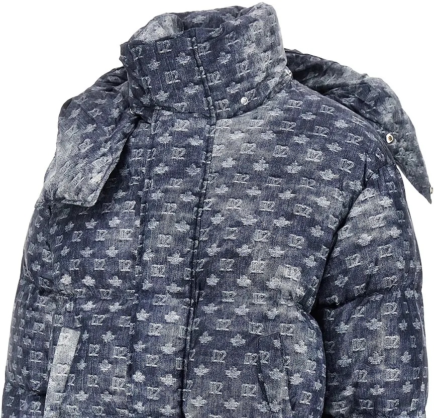 Geaca de Iarna Denim-effect printed down jacket - Img 2
