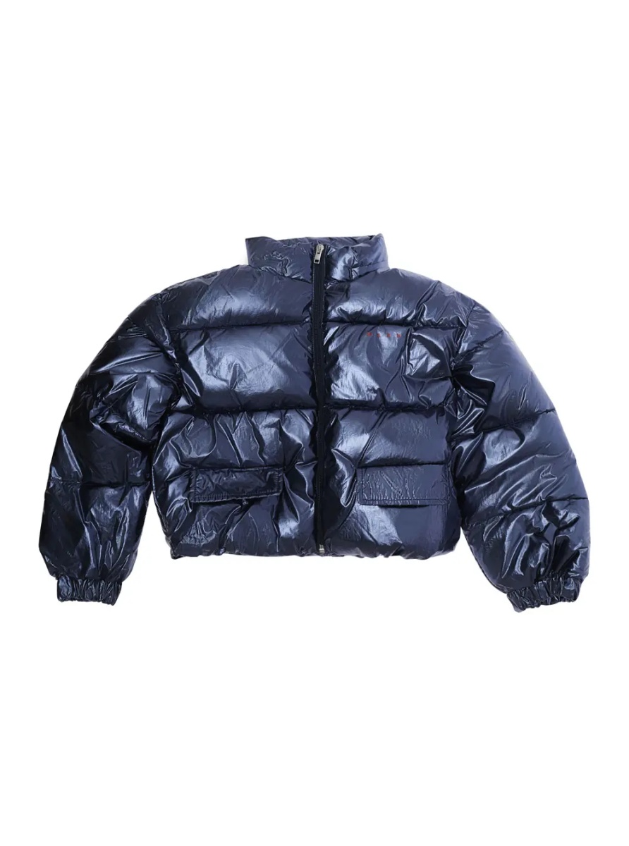Geaca de Iarna Down jacket with high collar and long sleeves in Tech Fabric Blue for Girl - Img 4