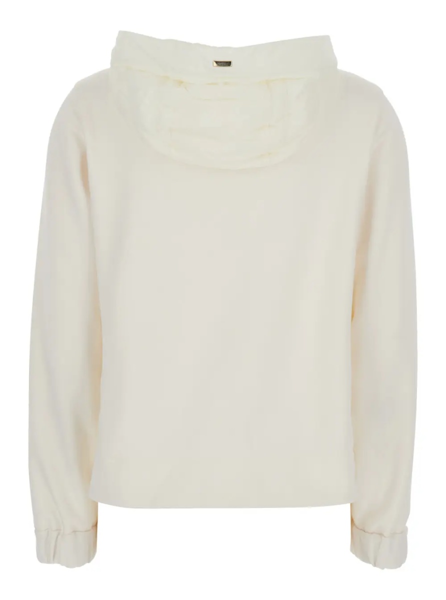 Geaca de Iarna White Hooded Puffer Jacket with Drawstring and Quilted Design in Tech Fabric and Cotton for Women - Img 2